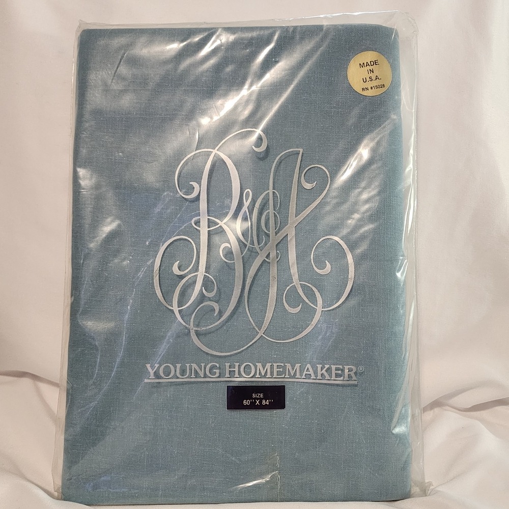 Vintage Young Homemaker Blue Tablecloth 60x84